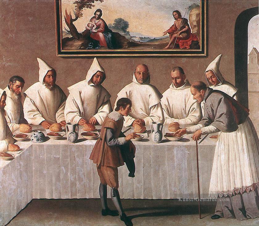 St Hugo von Grenoble im Carthusian Refektorium Barock Francisco Zurbaron Ölgemälde